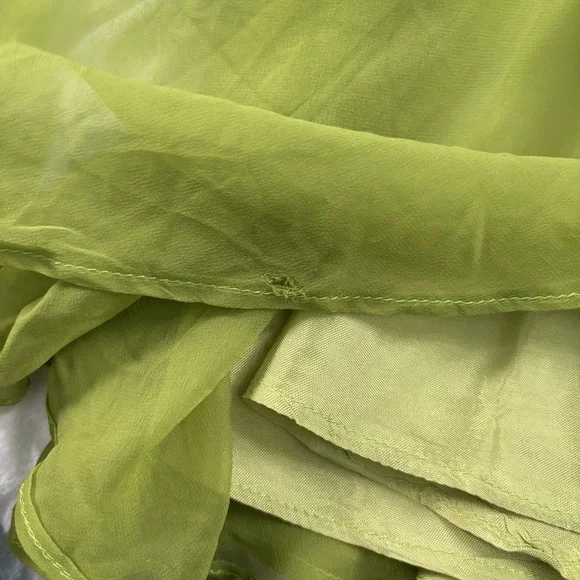 Vintage Green Ruffled Flowy Long Maxi Dress Flutter Fleece Sheer Chiffon Prom - Picture 15 of 15